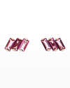 KALAN BY SUZANNE KALAN 14K ROSE GOLD THREE BAGUETTE EARRINGS WITH BAGUETTE-CUT PINK TOPAZ