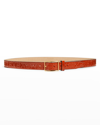 Tory Burch T Monogram Patent Leather Belt In Spring Spice