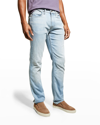 7 For All Mankind Austyn Squiggle Light Grey Clean Slim Leg Jean In Talamanca