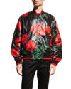 Dolce & Gabbana Floral Faux Leather Bomber Jacket In Miscellan
