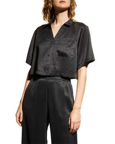 Lunya Washable Silk High Rise Pant Set In Immersed Black