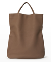 The Row Everett North-south Tote Bag In Leather In Dvg Dove Grey