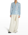Dries Van Noten Men's Carvie Sequin Dress Shirt In Light Blue