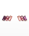 KALAN BY SUZANNE KALAN 14K ROSE GOLD THREE BAGUETTE EARRINGS WITH BAGUETTE-CUT STONES, PINK