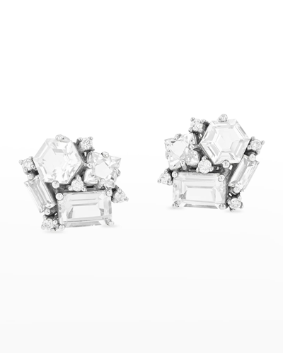 Kalan By Suzanne Kalan 14k White Gold Post Earrings, White Topaz In Wg