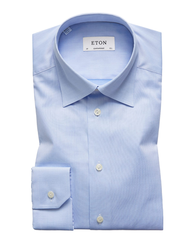 ETON MEN'S CONTEMPORARY-FIT TWILL DRESS SHIRT WITH HIDDEN BUTTON-DOWN COLLAR 