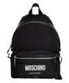 Moschino Backpack With Laminated Logo In Black