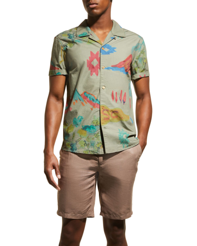 Scotch & Soda Printed Organic Cotton Short-sleeved Shirt In Other