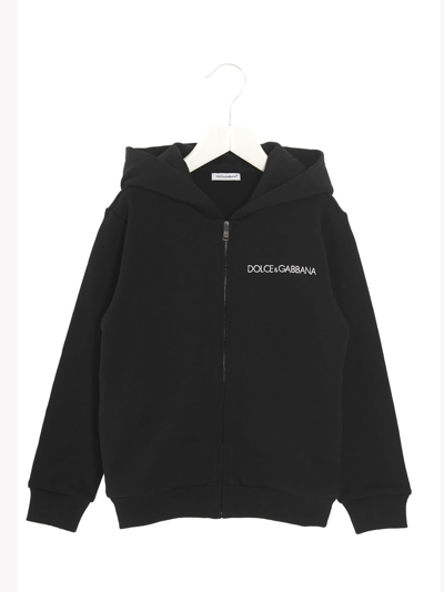 Dolce & Gabbana Kids' Logo Embroidery Hoodie In Black