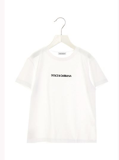Dolce & Gabbana Kids' Logo Embroidery T-shirt In White