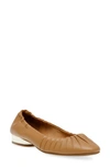 Anne Klein Cristina Pleated Flat In Tan/beige