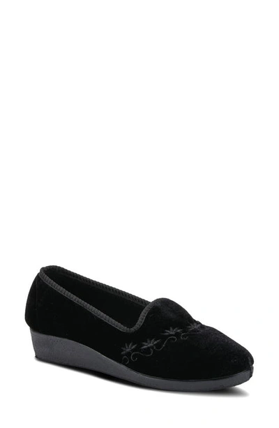 Flexus By Spring Step Jolly Velvet Slipper In Black