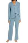 Nordstrom Brushed Hacci Pajamas In Blue Citadel