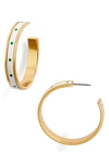 Kate Spade Women's Heritage Spade Flower Goldtone & Enamel Hoop Earrings In Green Dot