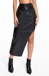 As By Df Fallon Asymmetric Recycled Leather Midi Skirt In Black