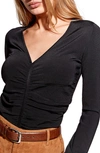 As By Df Alma Ruched V-neck Sweater In Black
