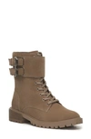 Vince Camuto Fawdry Womens Suede Buckle Combat & Lace-up Boots In Wild Mushroom Suede