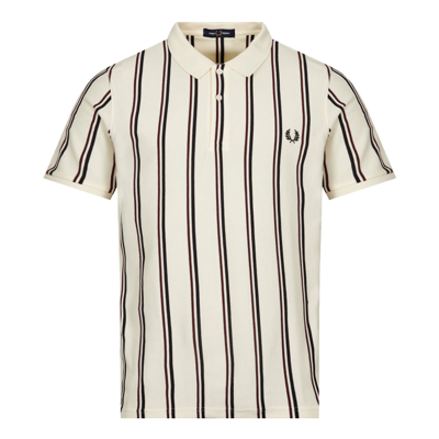 Fred Perry Vertical Stripe Polo Shirt - Ecru In Cream