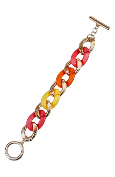 Jardin Multi Color Acrylic Curb Chain Bracelet In Yellow/multi/gold