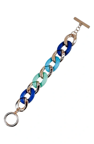 Jardin Multi Color Acrylic Curb Chain Bracelet In Multi/blue/gold