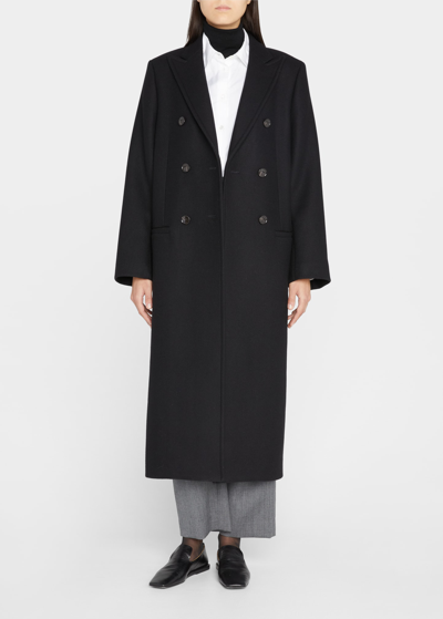 Totême Long Tailored Wool Overcoat In Black 200