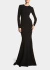 Michael Kors Long-sleeve Wool Fishtail Gown In Black