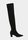Manolo Blahnik Lupasca Suede Over-the-knee Boots In Blck0015