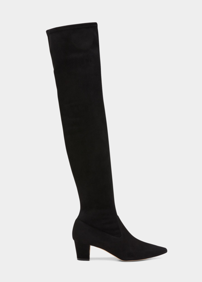 Manolo Blahnik Lupasca Suede Over-the-knee Boots In Black