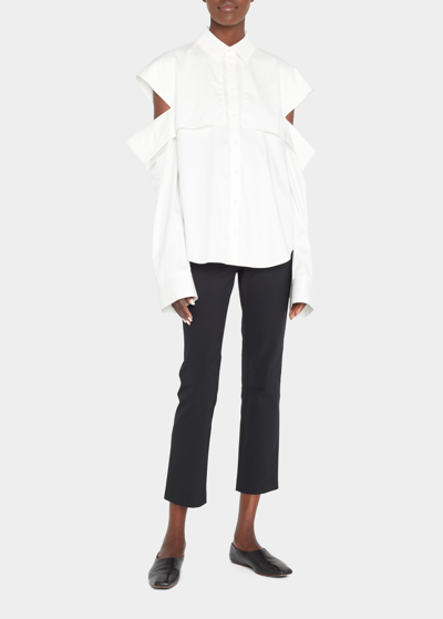 Adeam Rhyme Cold-shoulder Collared Shirt In White