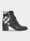 BURBERRY PRYLE EQUESTRIAN CHECK ANKLE BOOTIES