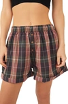 Free People Sunday Morning Lounge Shorts In Multi Dark Combo