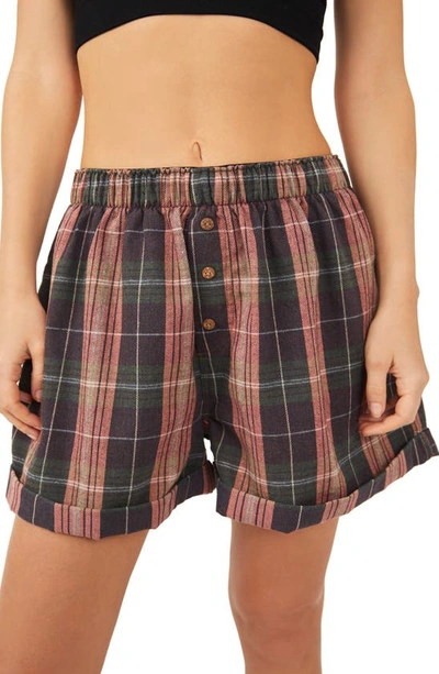 Free People Sunday Morning Lounge Shorts In Multi Dark Combo