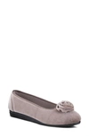 Flexus By Spring Step Roseloud Velvet Slipper In Light Grey