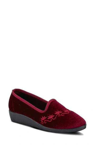 Flexus By Spring Step Jolly Velvet Slipper In Bordeaux