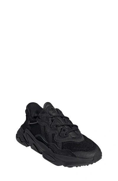 Adidas Originals Adidas Boys Black Kids Ozweego Suede And Mesh Trainers 6-8 Years In Black/ Black/ Night Metallic