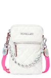 Mz Wallace Micro Crosby Quilted Nylon Crossbody Bag In Pearl