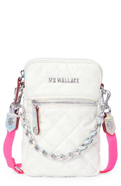 Mz Wallace Micro Crosby Quilted Nylon Crossbody Bag In Pearl