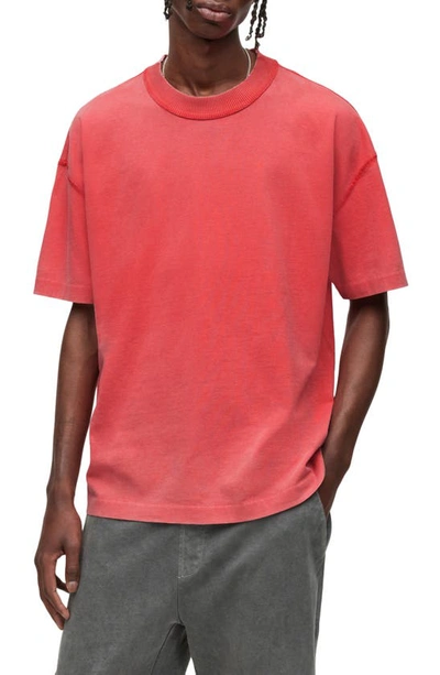 Allsaints Isac Oversized Fit Short Sleeve Crew Tee In Sundown Red