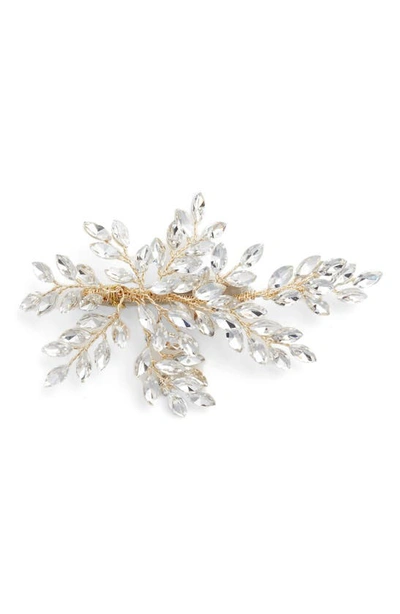 Brides And Hairpins Sahara Crystal Leaf Bendable Hair Clip In Gold