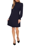 Cece Women's Long Sleeve Smock Cuff Mock Neck Sweater Dress In Classic Navy