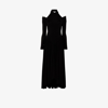 Khaite Dasa Cold-shoulder Paneled Pleated Stretch-jersey Halterneck Midi Dress In Black