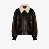 Khaite Shellar Shearling Collar Leather Aviator Jacket In Black
