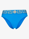 Versace Bikini Briefs Featuring A Greek Border In Blue