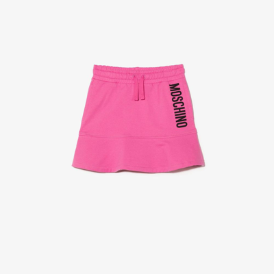 Moschino Kids' Pink Logo Print Cotton Skirt