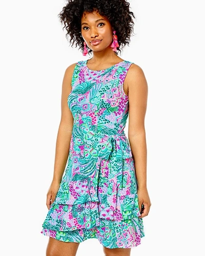 lilly pulitzer wrap dress Scarlet Stretch Faux Size 6 Satin Back Crepe (100% Polyester) Lilly Pulitzer Folly Floral Wrap