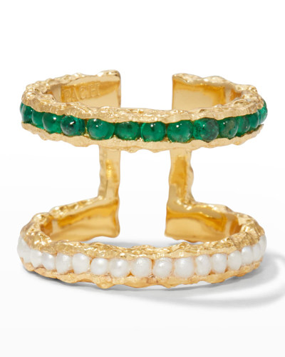 Pacharee Double Band With Pearls And Emeralds