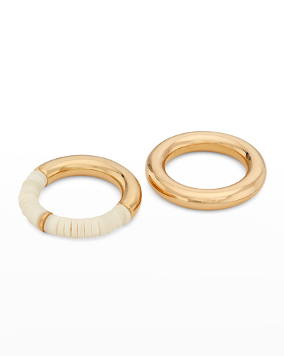 Soko Karamu Stacking Rings, Set Of 2 In Gold/white