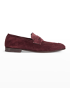 Zegna Men's Lasola Suede-leather Penny Loafers In Dk Prp Sld