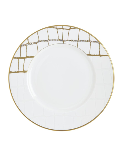 Prouna Alligator Salad/dessert Plate With Crystal Details In Gold