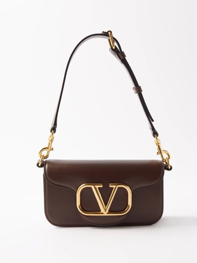 Valentino Garavani Men's V-logo Leather Mini Shoulder Bag In Brown